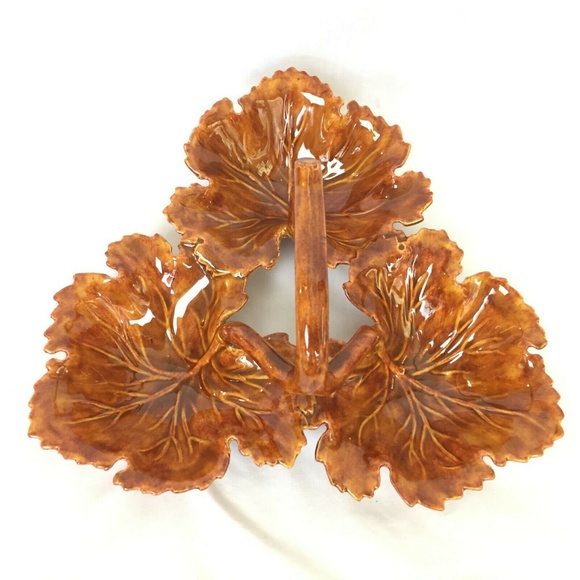 Vintage Other - Vintage Autumn Leaves Nut Trinket Dish Tray Glazed